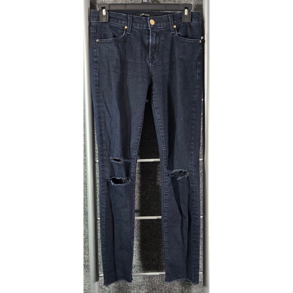 J Brand Blue Mercy Cropped Skinny Distressed Jeans Dark Wash 26 8227I540